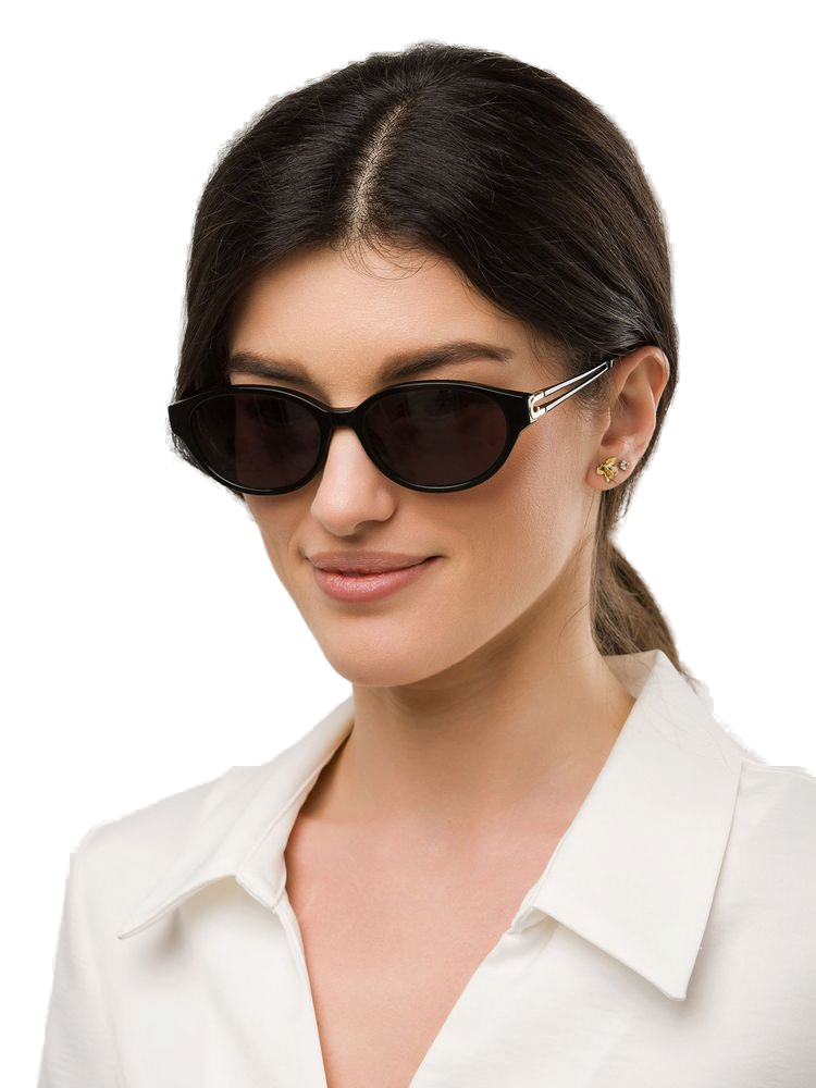 Furla Sfub31 Oval Acetate Frame Sunglasses — Black Combined