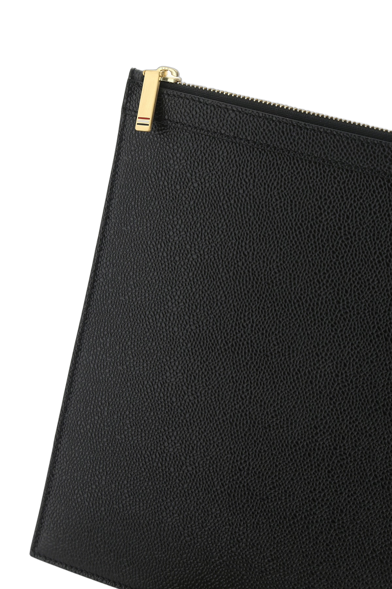 Thom Browne Calf Full Grain Leather Wallet — Black Self