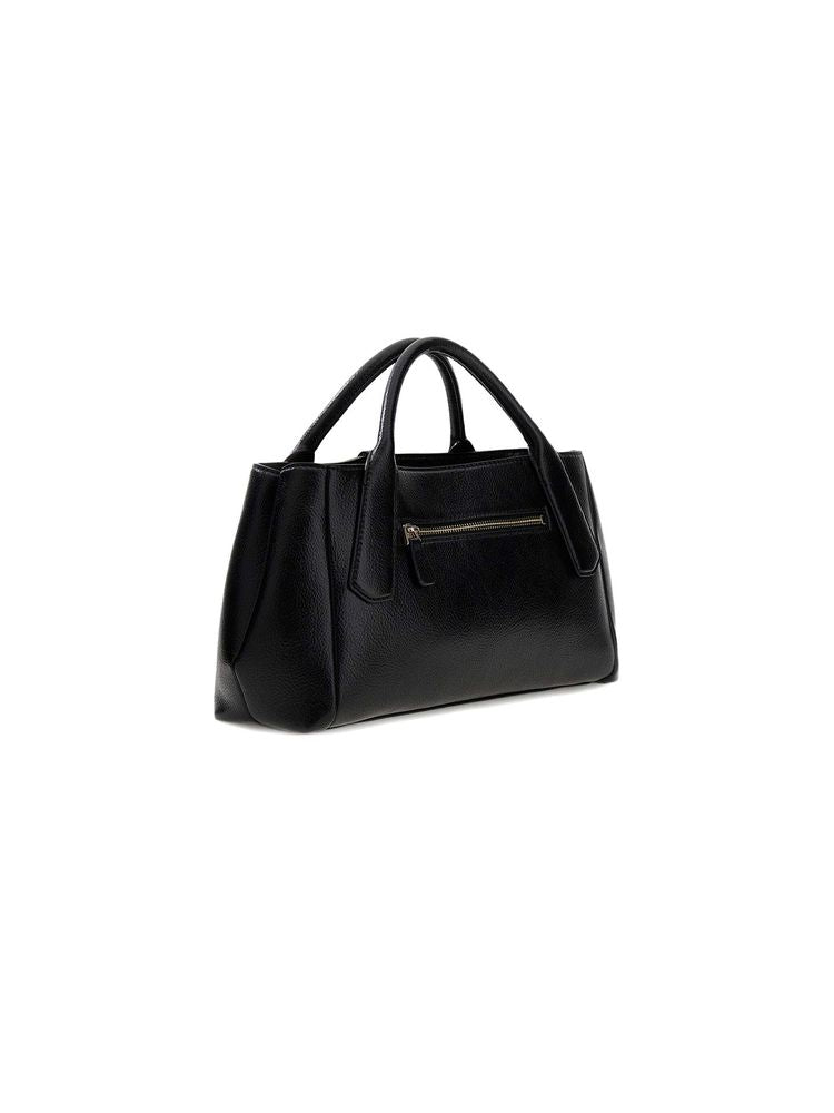 Guess Structured Polyurethane Top Handle Bag — Black