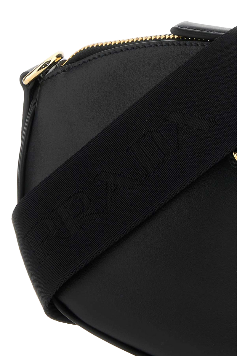 Prada Nappa Leather With Triangle Logo Crossbody Bag — Black Vitello