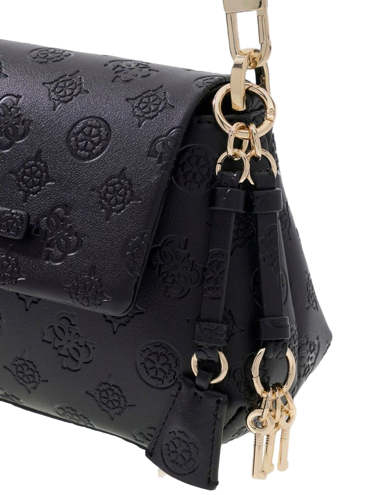 Guess Logo-Embossed Polyurethane Crossbody Bag — Black