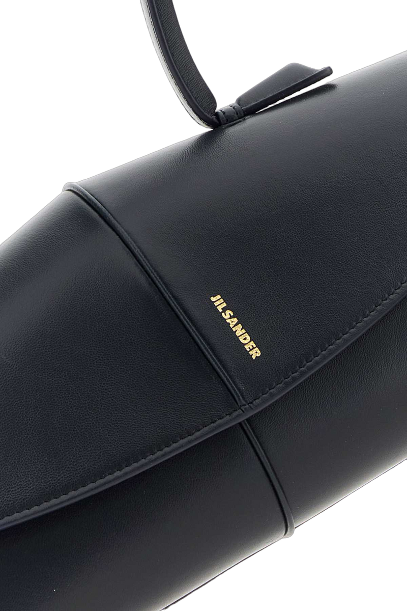 Jil Sander Structured Leather Shoulder Bag — Black