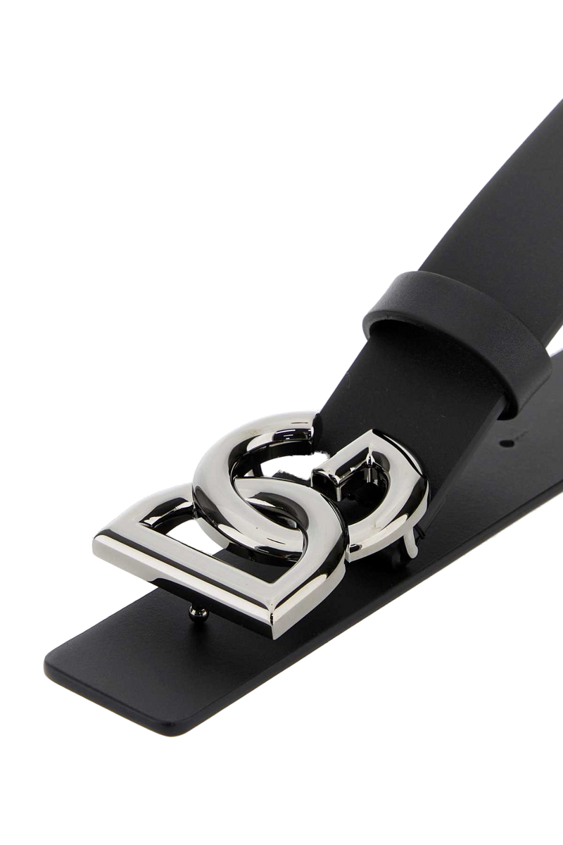 Dolce & Gabbana Logo-Buckle Leather Belt — Black