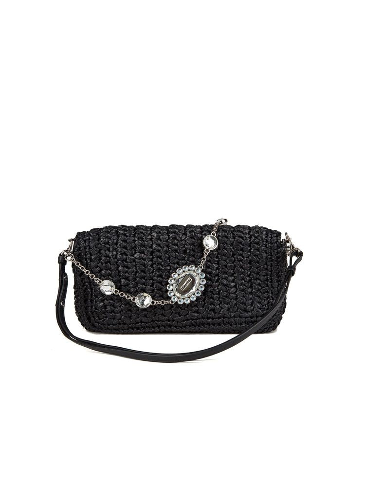 Miu Miu Quilted Lambskin Crossbody Bag — Black