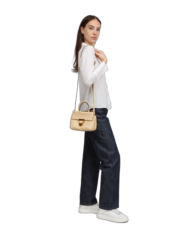 Coccinelle Arlettis Top Handle Bag — Beige Cowhide