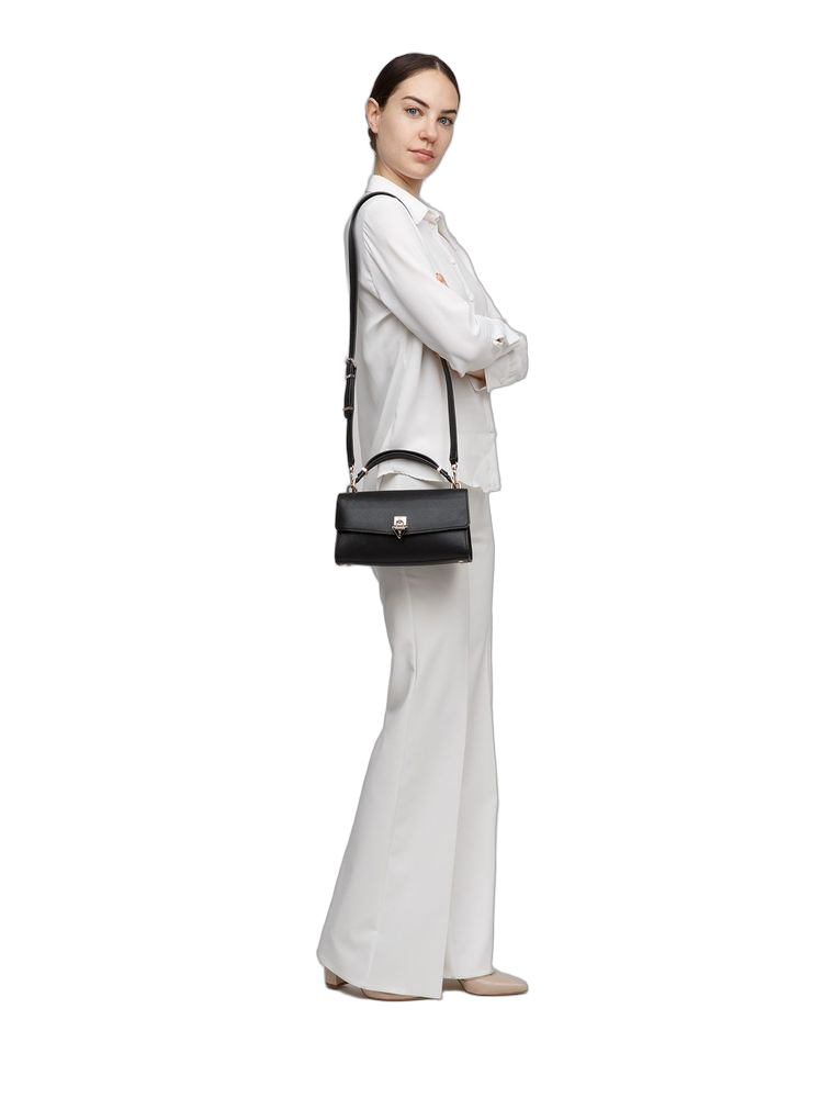 Guess Patsie Top Handle Bag — Black Polyurethane