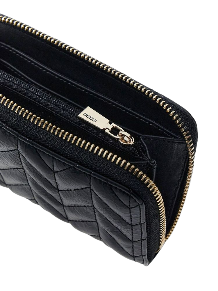 Guess Quilted Polyurethane Wallet — Black