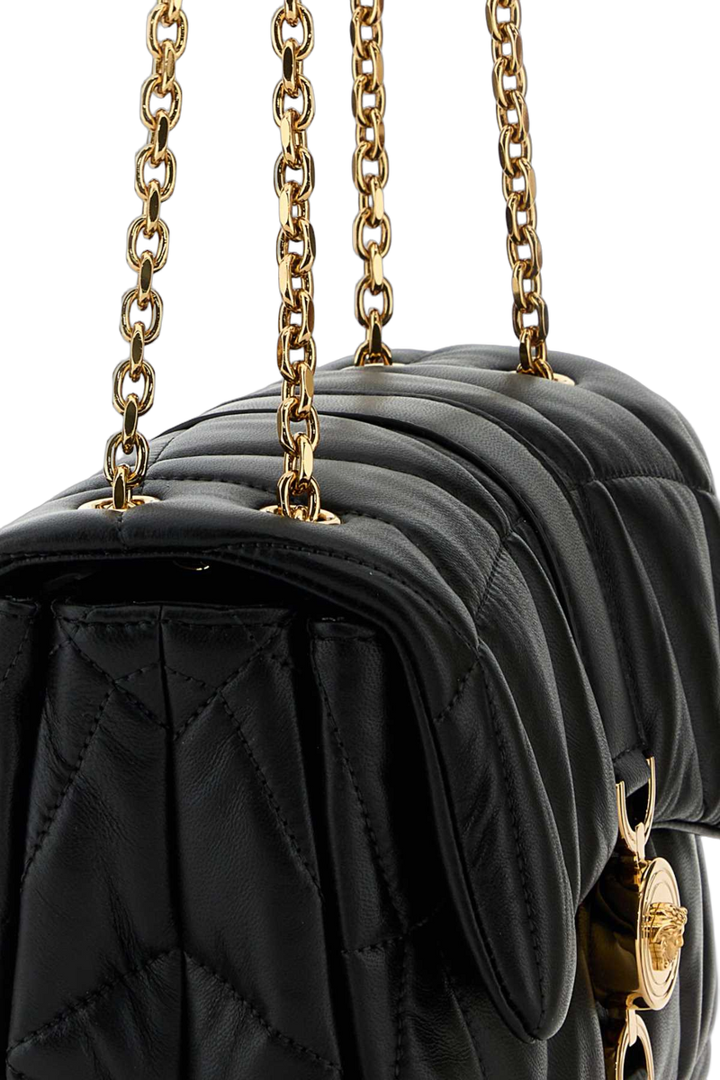 Versace Quilted Lamb Leather Shoulder Bag — Black