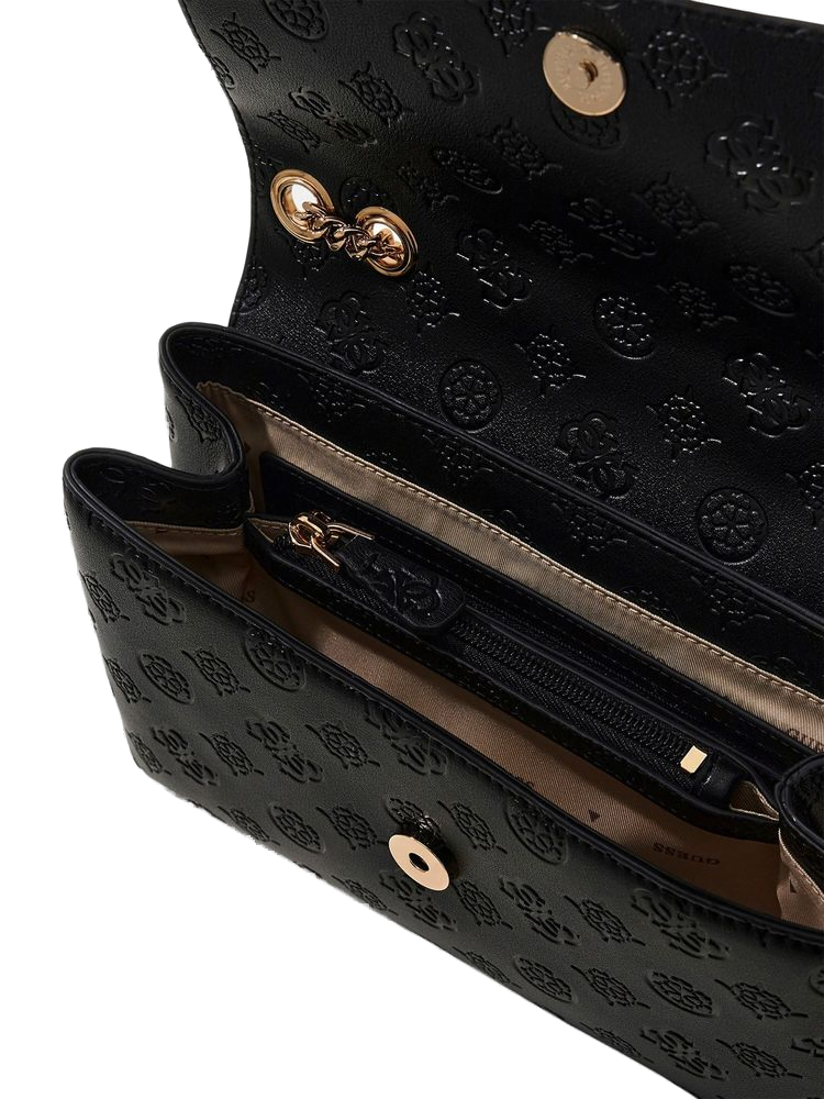 Guess Logo-Embossed Polyurethane Crossbody Bag — Black
