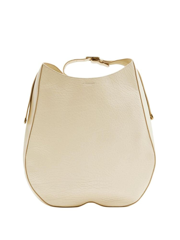 Burberry Grainy Leather Shoulder Bag — White
