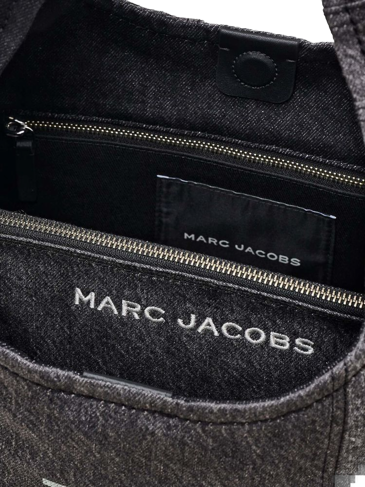 Marc Jacobs Colorblock Cotton Denim Shoulder Bag — Black