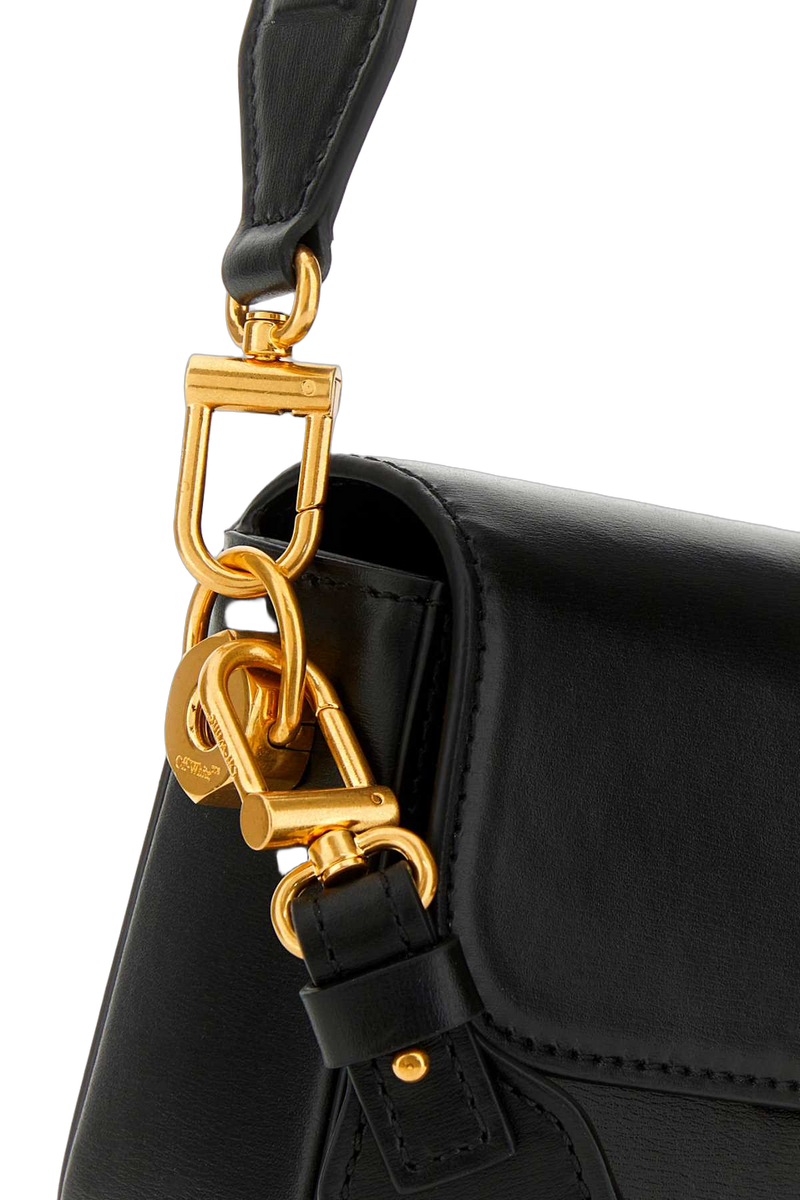 Off-White Antiqued Gold Hardware Shoulder Bag — Black