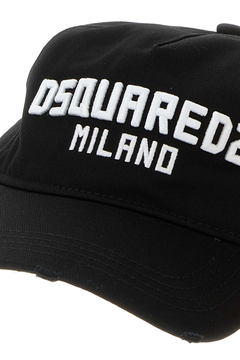 Dsquared2 Bcm093205c00001 Logo-Embroidered Cotton Baseball Cap — Black Exterior: Caps