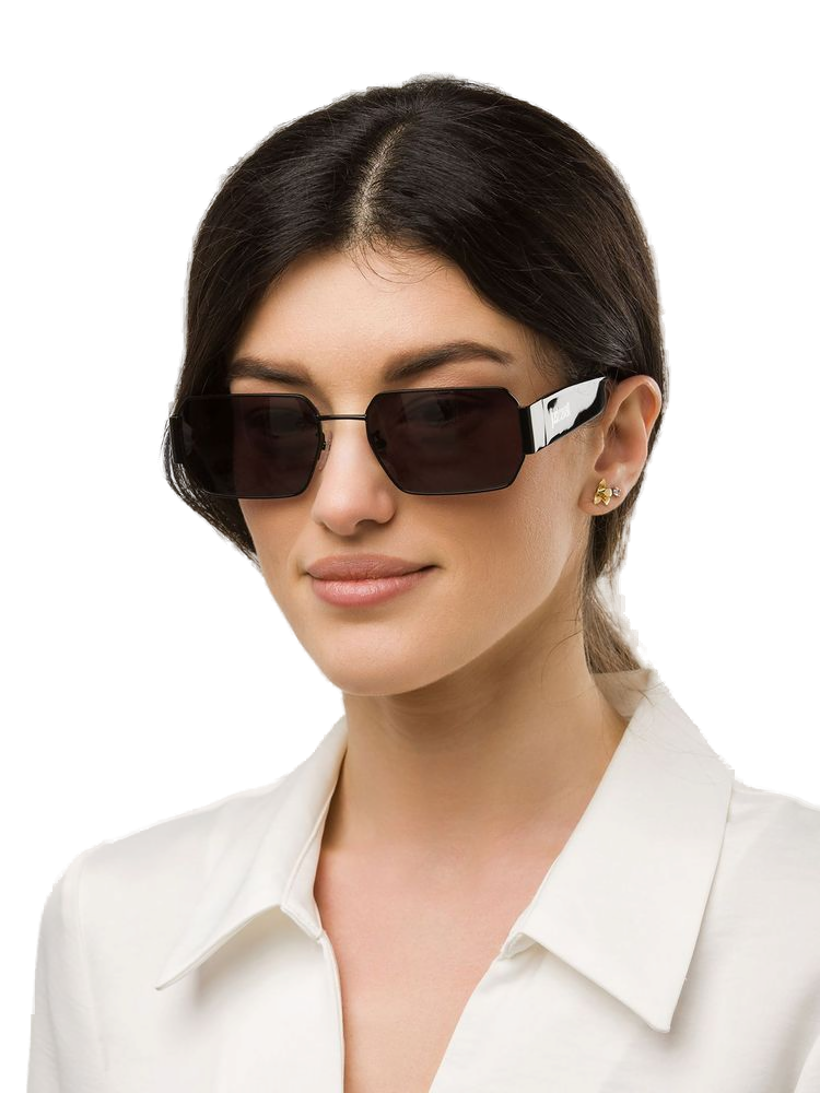 Just Cavalli Sjc199 Rectangular Metal Sunglasses — Black Stainless Steel