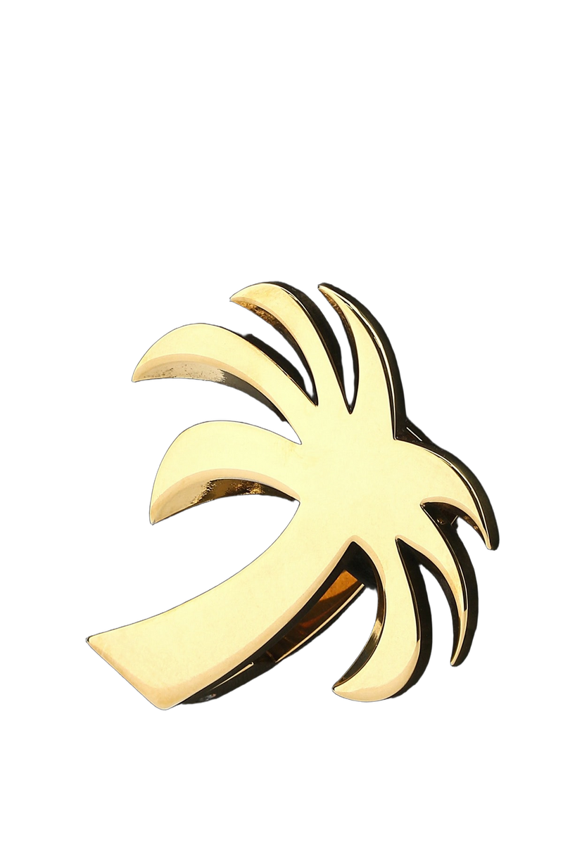 Palm Angels Gold Palm-Emblem Shoulder Bag — Black Leather
