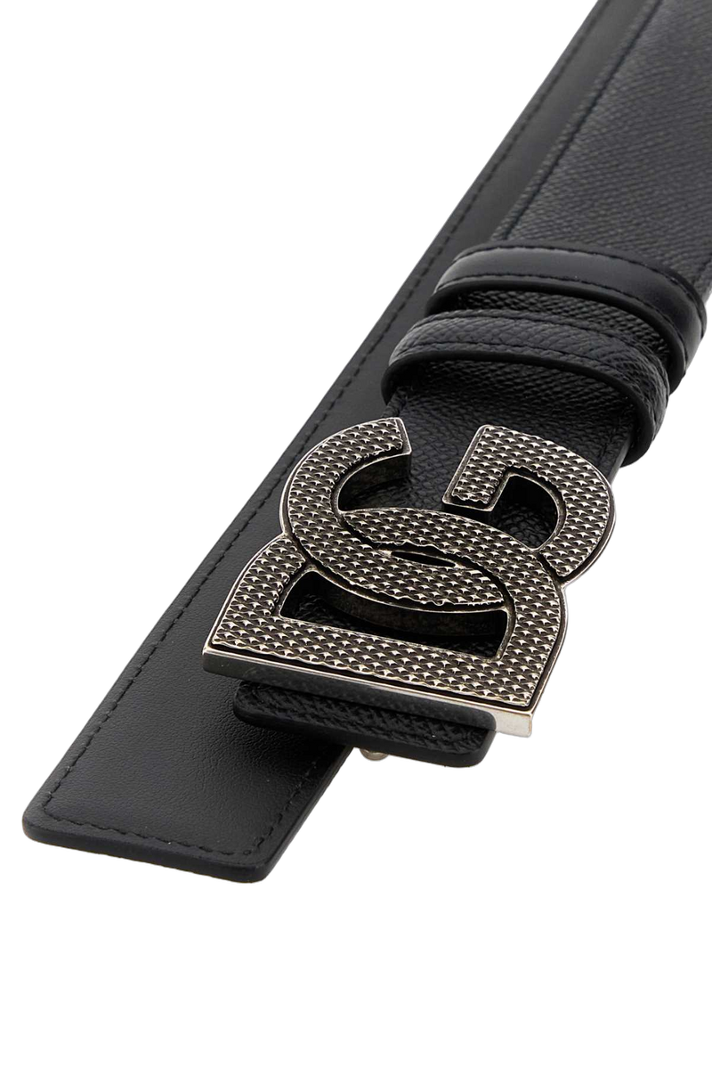 Dolce & Gabbana Dg Logo Leather Belt — Black