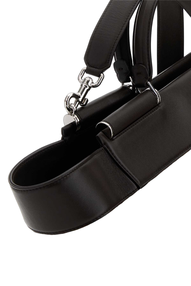 Dolce & Gabbana Striped Canvas Top Handle Bag — Black