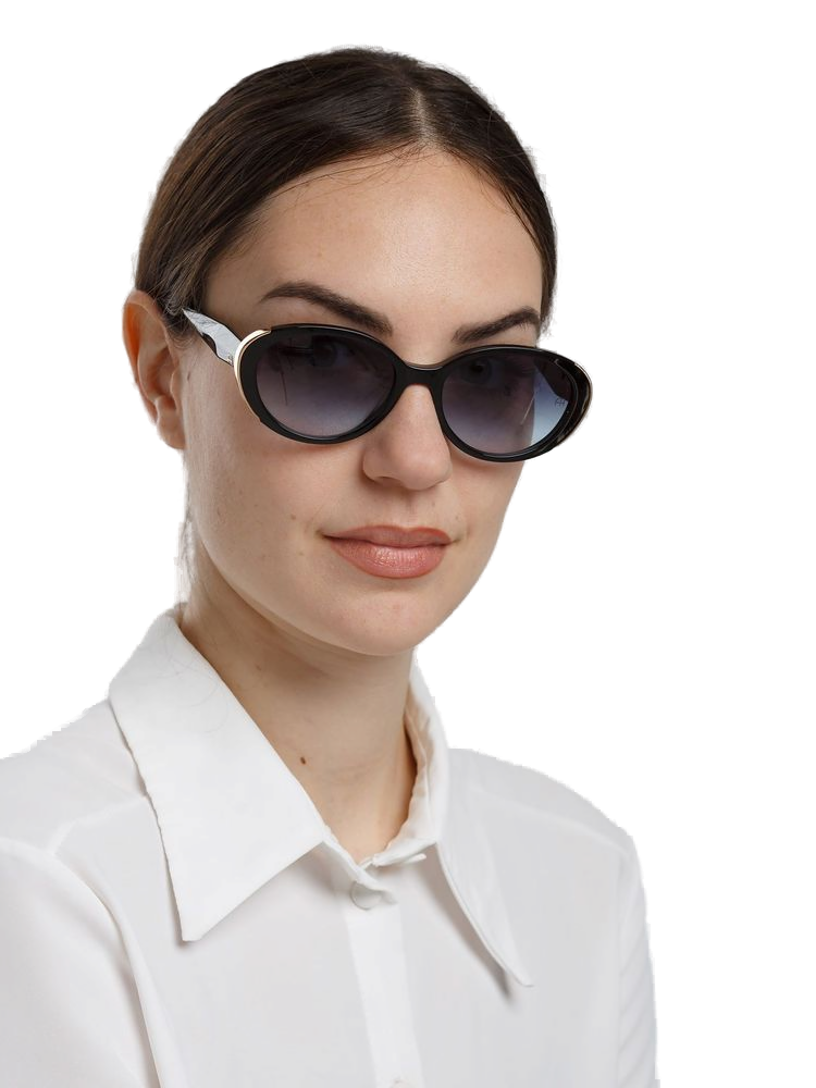 Ana Hickmann Ah9525 Gradient Blue Lens Sunglasses — Black Acetate