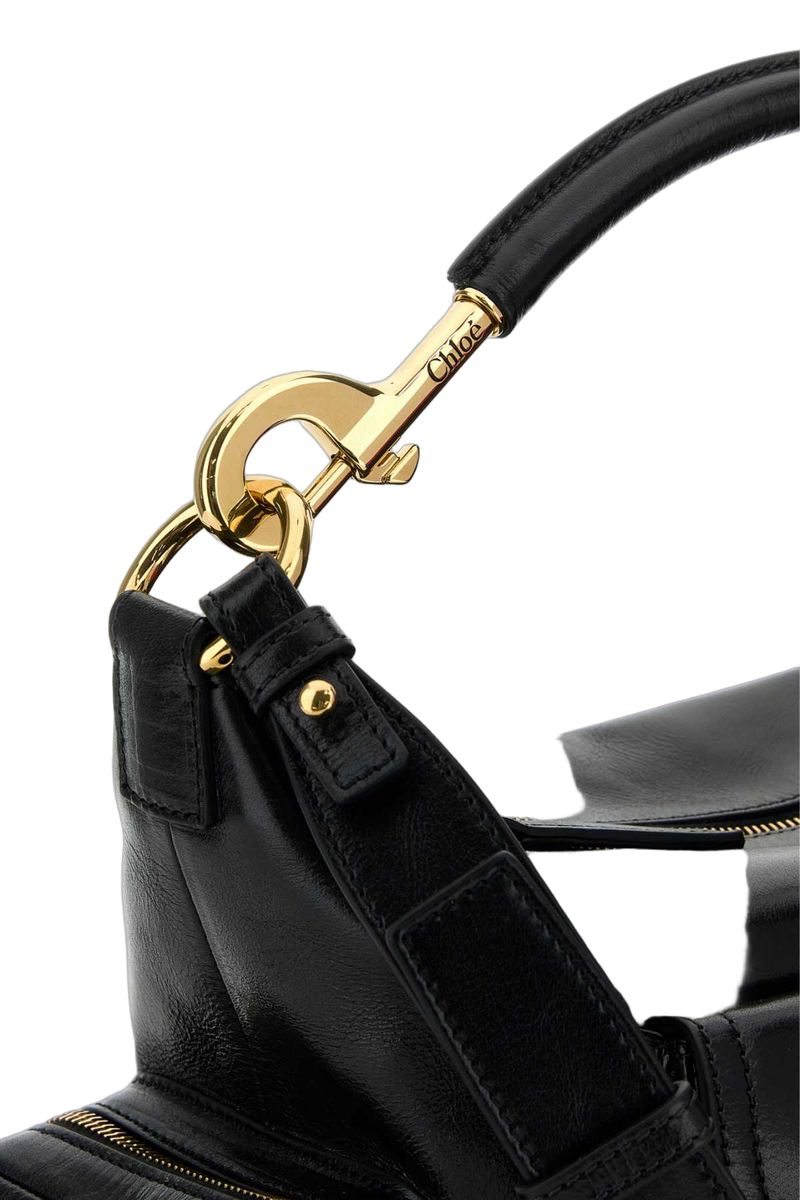 Chloé Structured Leather Shoulder Bag — Black