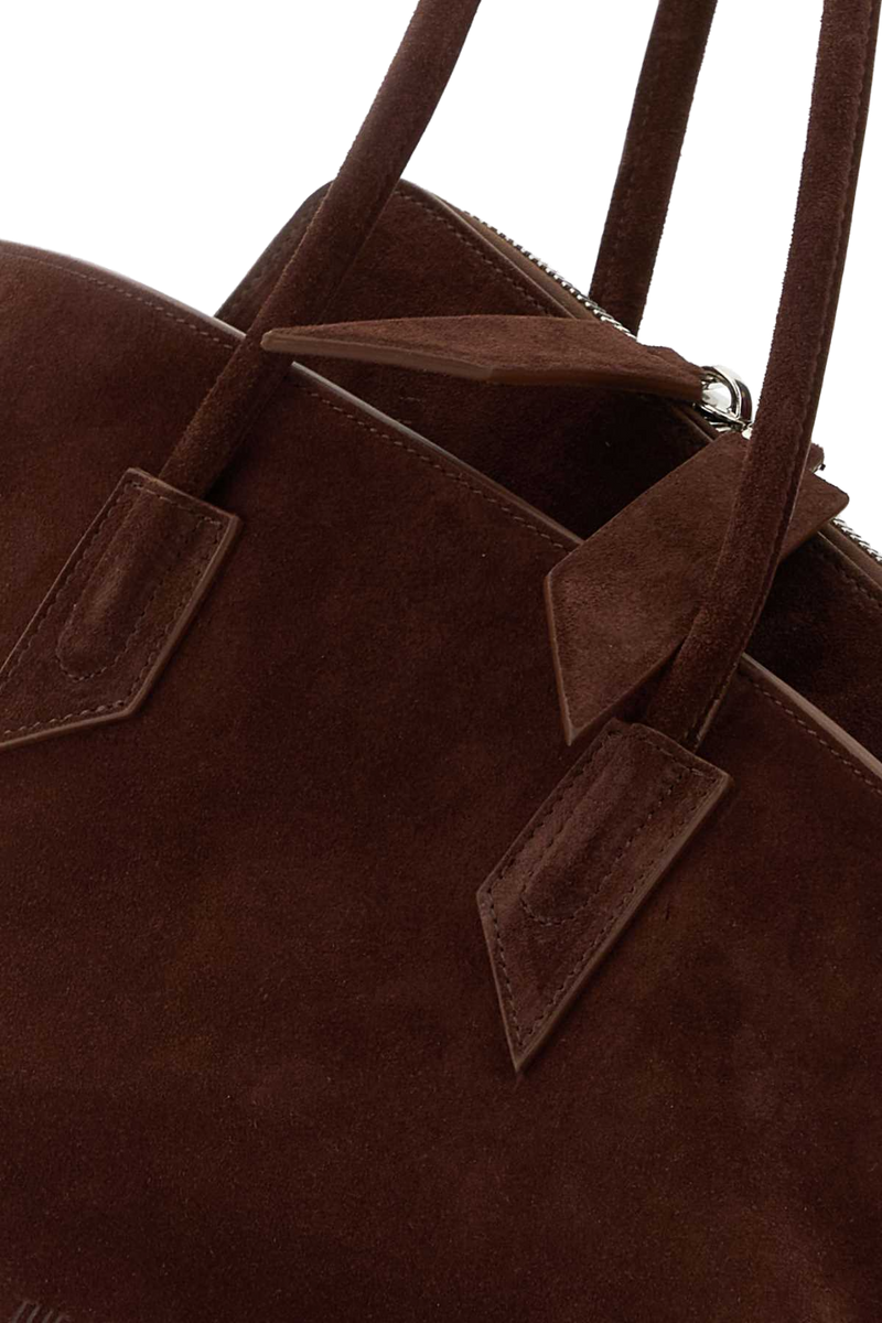 The Attico Suede Shoulder Bag — Brown