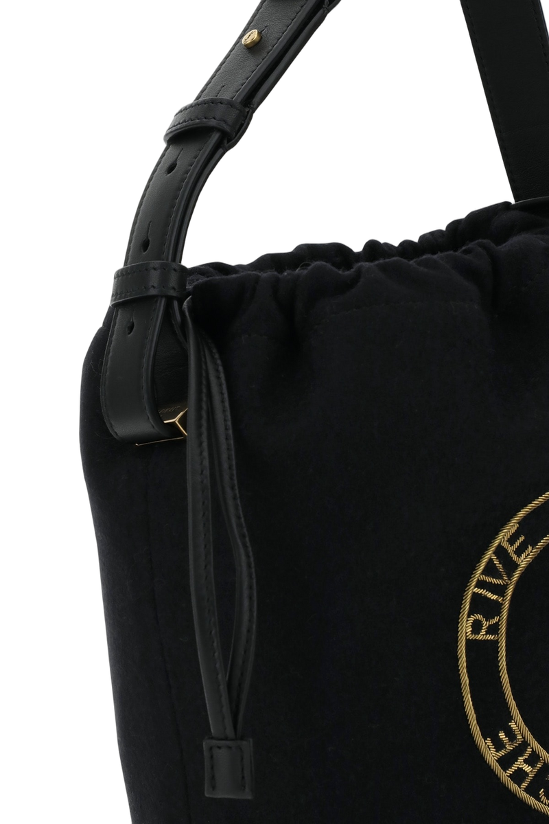 Saint Laurent Logo-Embroidered Tessuto Crossbody Bag — Black