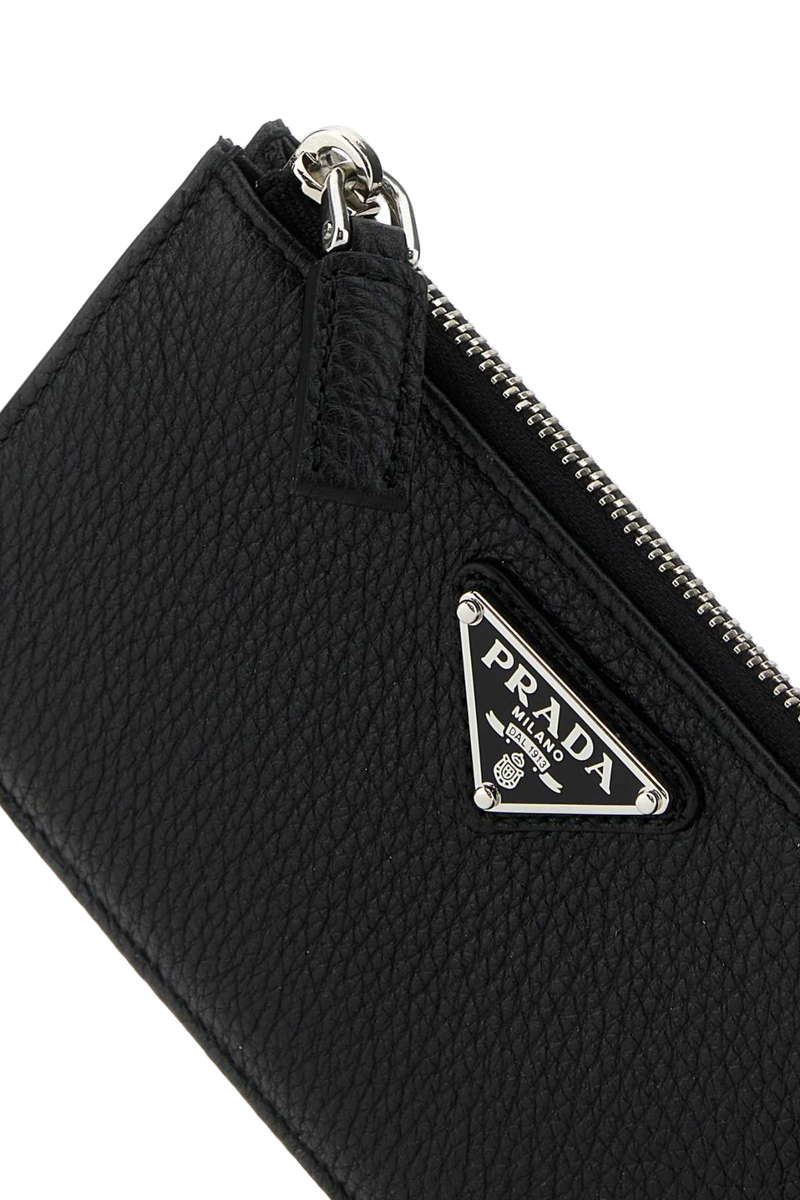 Prada Textured Calfskin Card Case — Black Vitello Cases