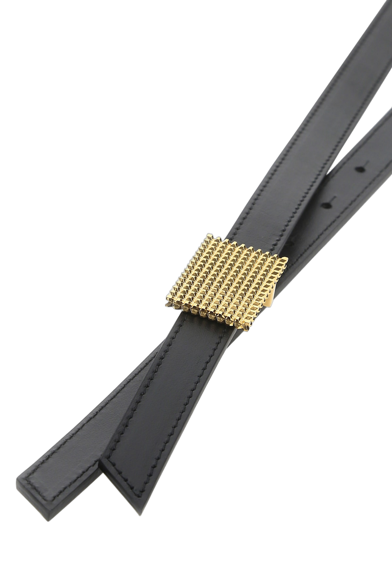 Lanvin Gold Mesh Buckle Belt — Black Leather With Metal