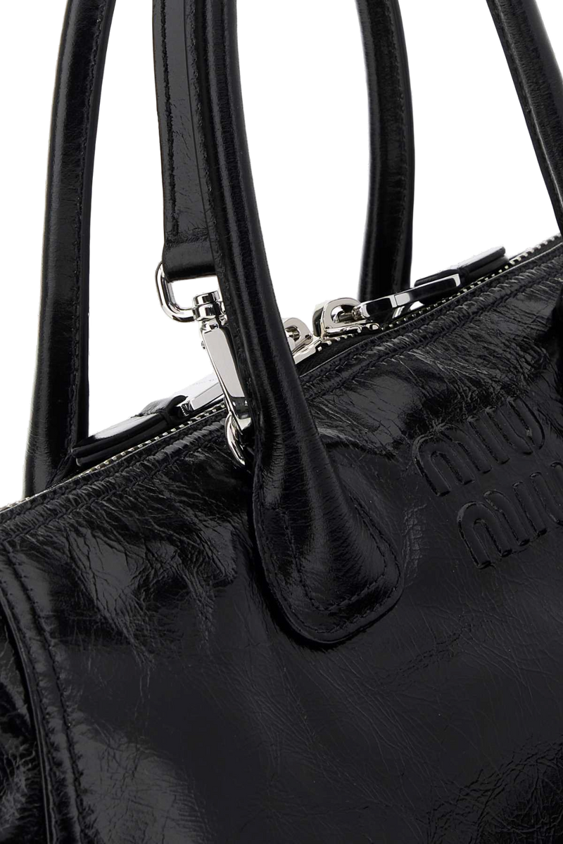 Miu Miu Vitello Leather Shoulder Bag — Black