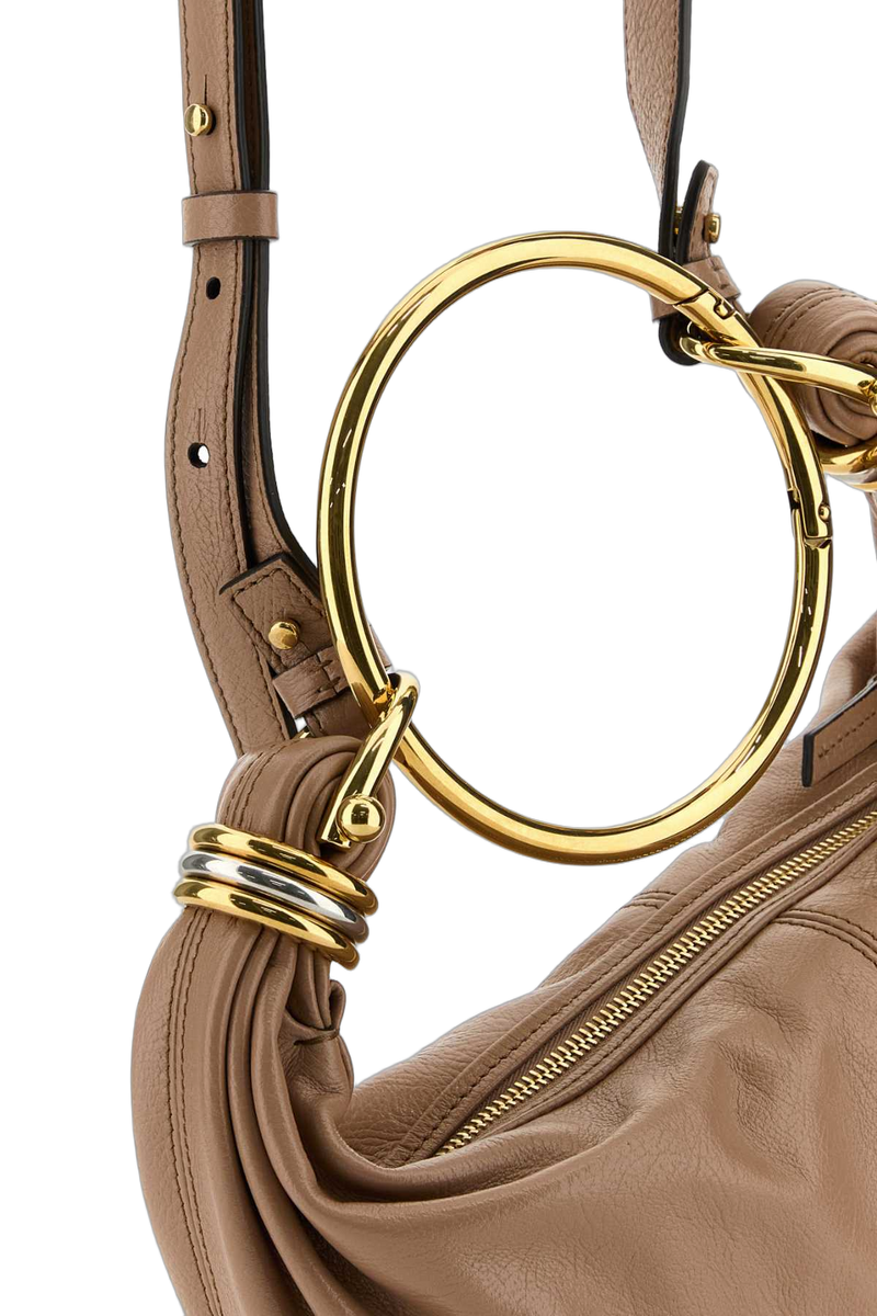 Chloé Leather Hobo Shoulder Bag — Beige