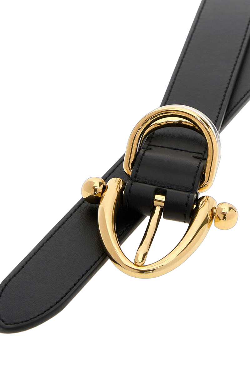 Chloé Logo Buckle Leather Belt — Black