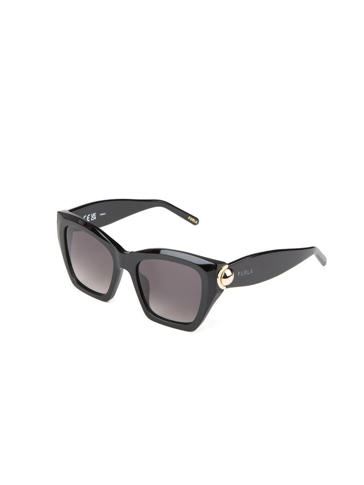 Furla Sfu979 Glossy Black Acetate Sunglasses —