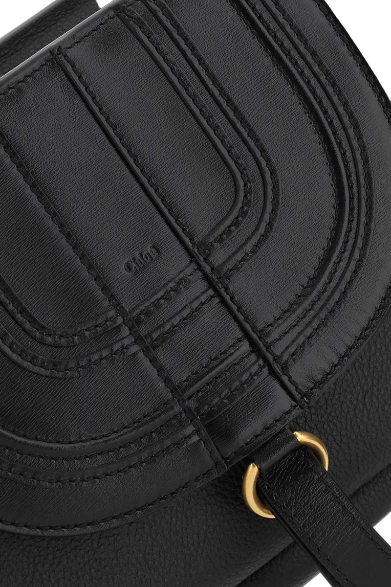 Chloé Pleated Leather Shoulder Bag — Black