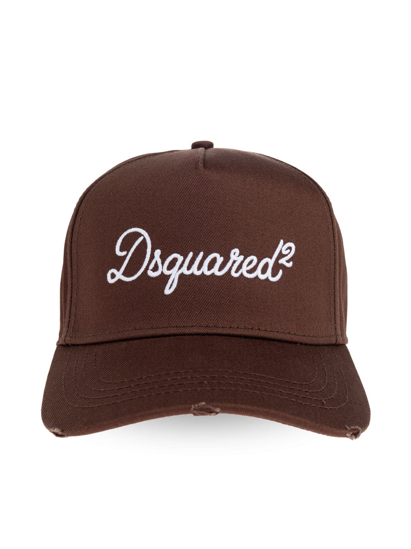 Dsquared2 Bcm097605c000015080 Embroidered Logo Baseball Cap — Brown Cotton Caps