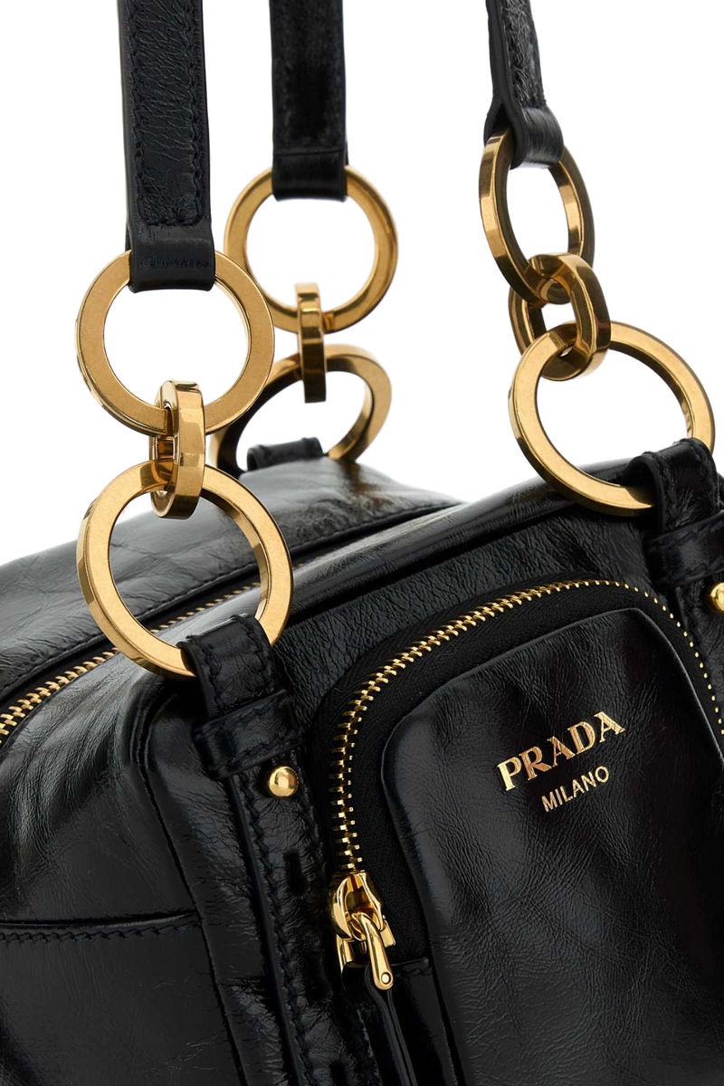 Prada Bauletto Shoulder Bag — Black Vitello