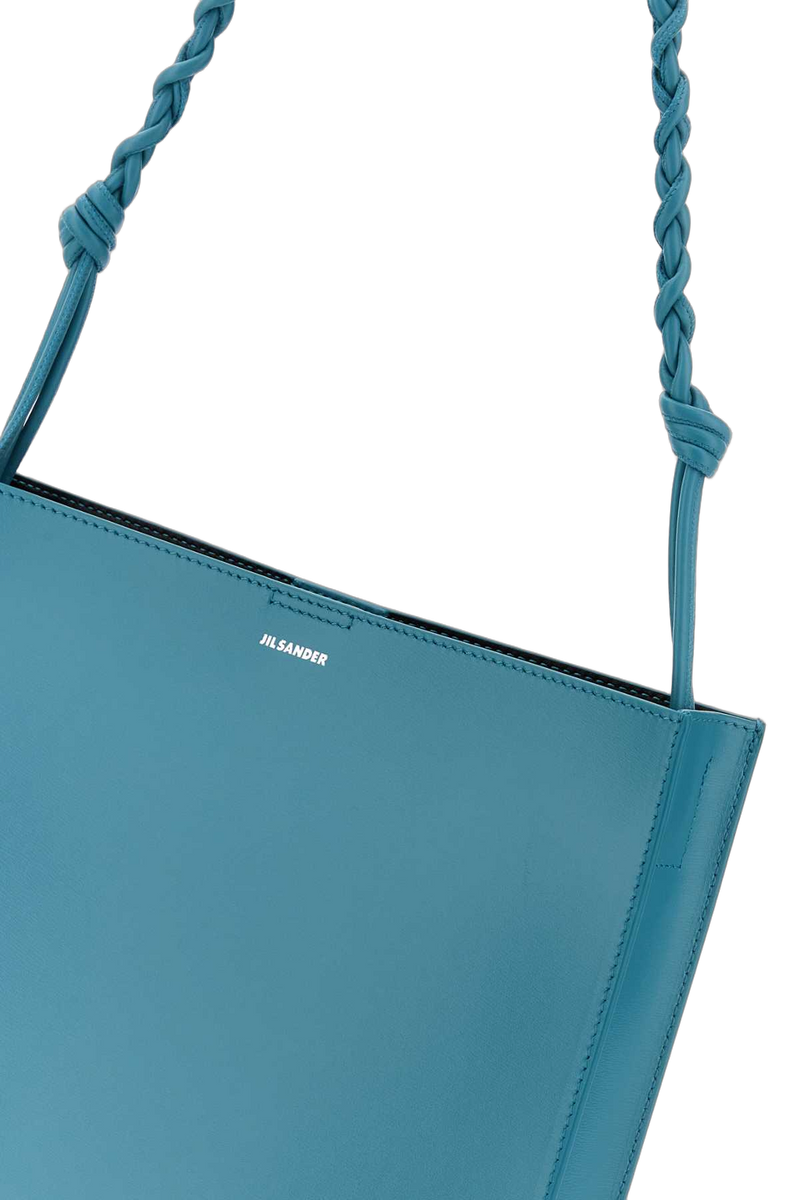Jil Sander Braided Strap Leather Shoulder Bag — Blue