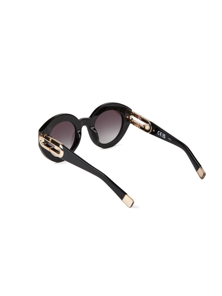 Furla Sfu987 Round-Frame Acetate Sunglasses — Black