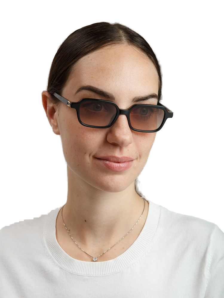 Furla Sfu971 Acetate Rectangle Sunglasses — Black
