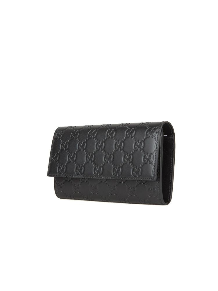 Gucci Gg Signature Embossed Calf Leather Wallet — Black