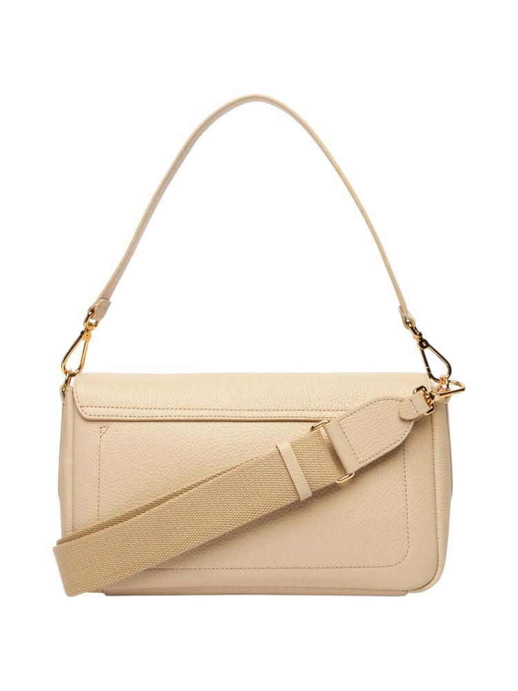 Coccinelle Grained Leather Shoulder Bag — Beige Bovine
