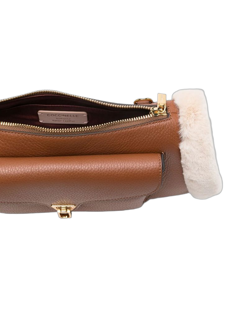 Coccinelle Beat Crossbody Bag Cognac Cow Leather