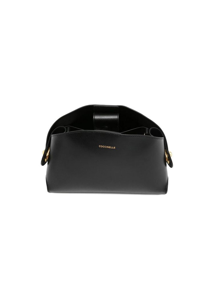 Coccinelle Calf Split Leather Shoulder Bag — Black