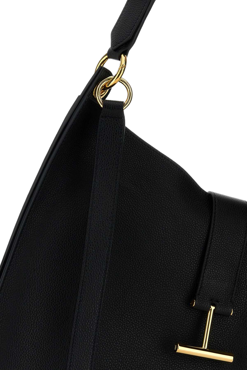 Tom Ford Leather Hobo Shoulder Bag — Black