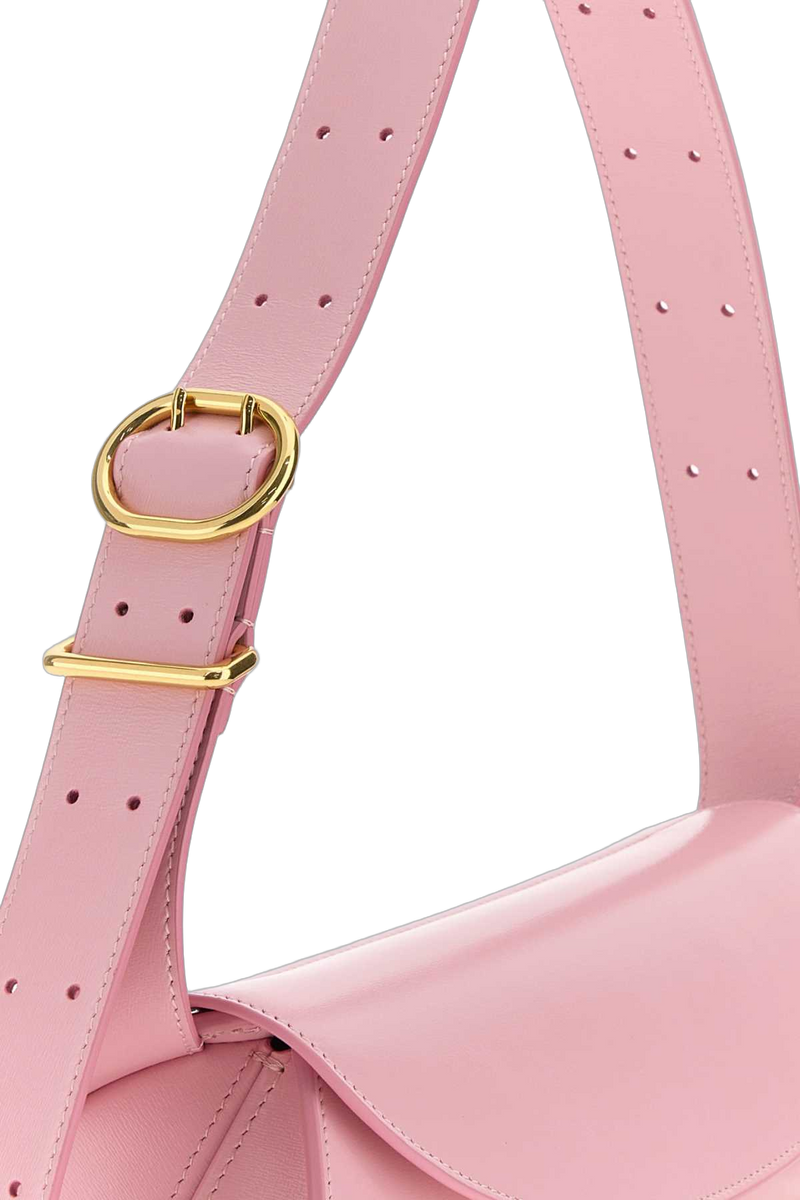 Jil Sander Curved Leather Shoulder Bag — Pink