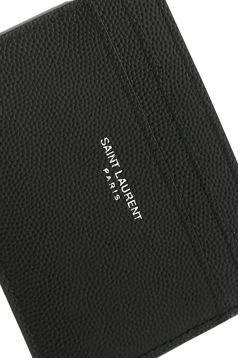 Saint Laurent Calfskin Card Case — Black Exterior: Calf Made In Italy Wallet