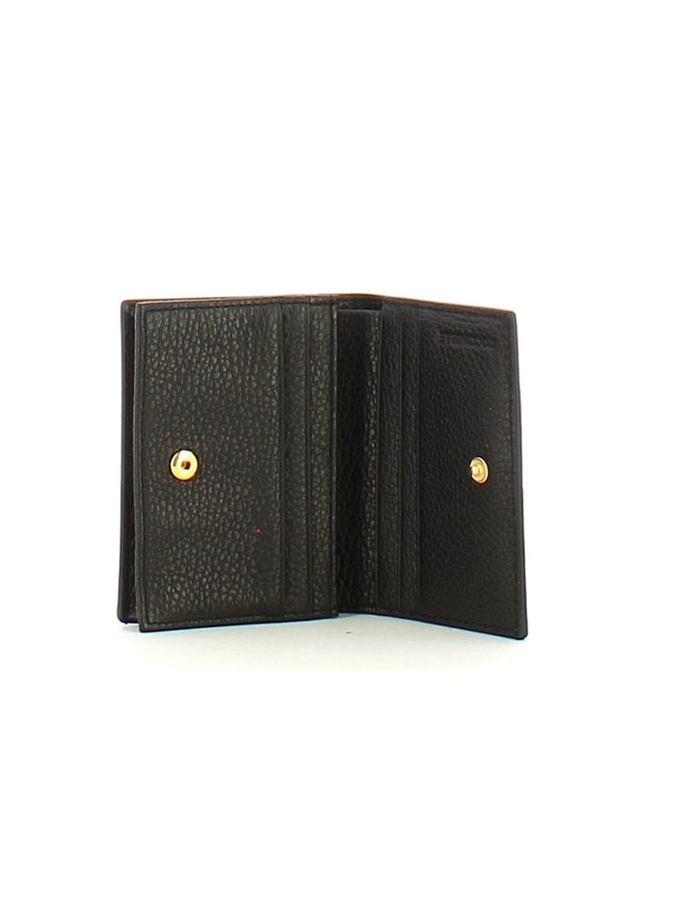 Coccinelle Grained Leather Card Case — Black Cowhide Cases