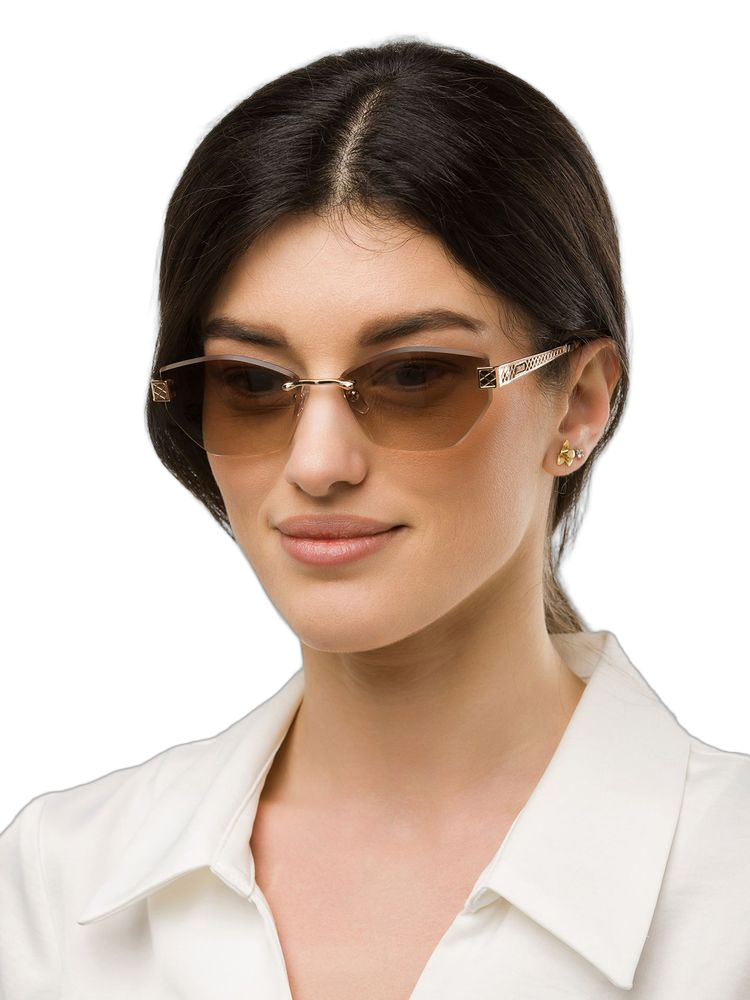 Just Cavalli Sjc202 Hexagonal Metal-Frame Sunglasses — Gold