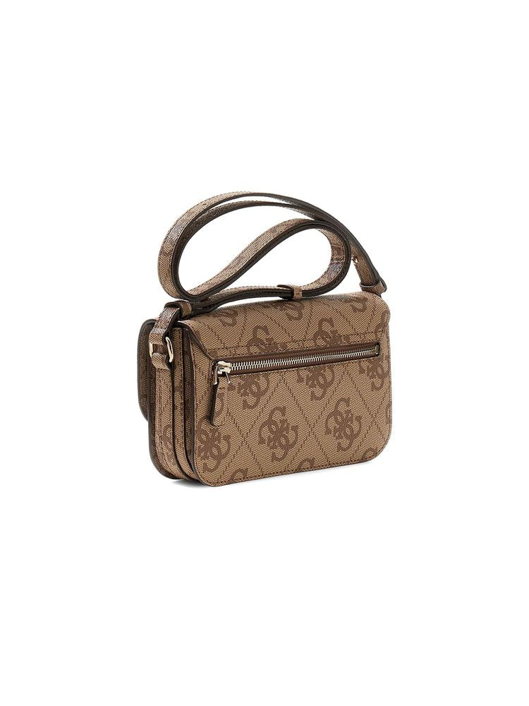 Guess Logo Convertible Crossbody Bag — Beige Polyurethane