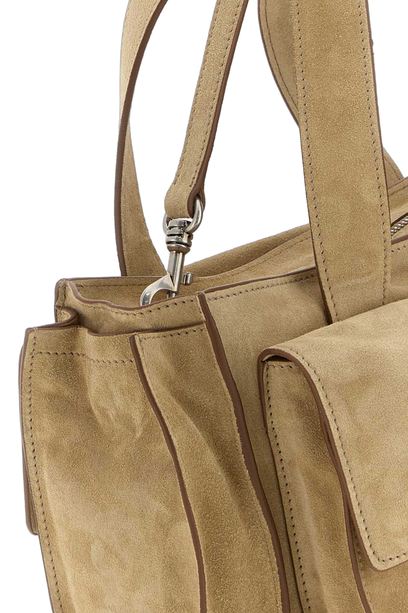 Miu Miu Vitello Suede Shoulder Bag — Beige