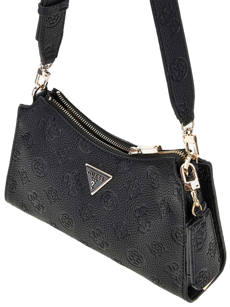 Guess Quilted Polyurethane Shoulder Bag — Black