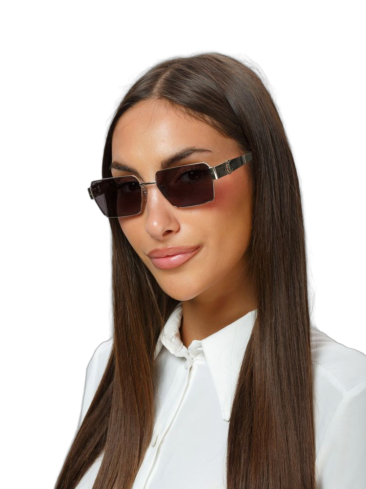 Just Cavalli Sjc153 Metal Rectangle Sunglasses — Silver